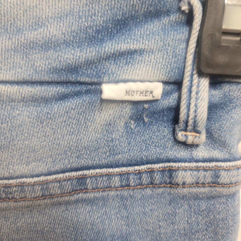 MOTHER Light Blue HIGH WAISTED LOOKER  ANKLE FRAY JEANS - Picture 11 of 14